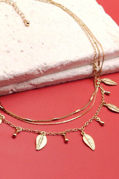 LEAF CHARM MULTILAYER NECKLACE | 47N19466