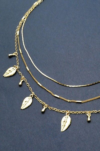 LEAF CHARM MULTILAYER NECKLACE | 47N19466