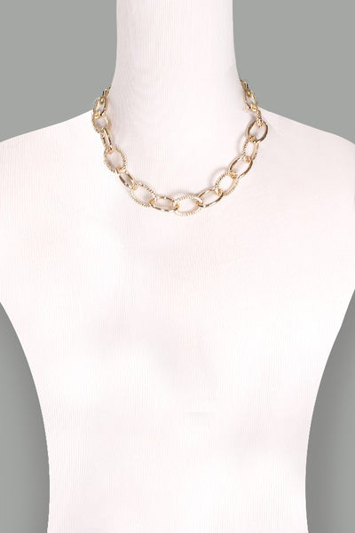 LARGE OVAL MIX CAVIAR LINK CHAIN NECKLACE | 31N17127