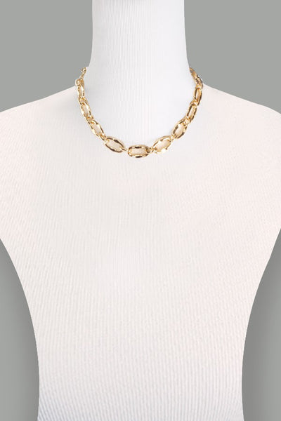 EXQUISITE  HAMMERED LINK HANDMADE CHAIN NECKLACE | 25N305