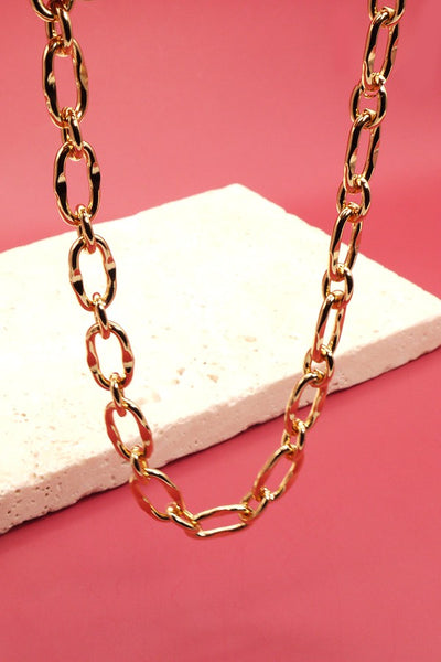 EXQUISITE  HAMMERED LINK HANDMADE CHAIN NECKLACE | 25N305