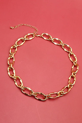 EXQUISITE  HAMMERED LINK HANDMADE CHAIN NECKLACE | 25N305