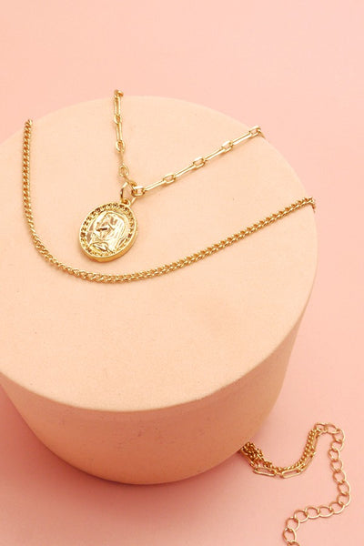 COIN LINK DOUBLE LAYER NECKLACE | 25N238