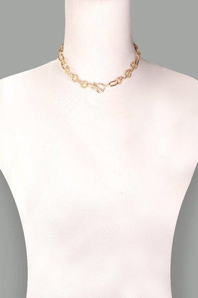 TWIST CIRCLE OVAL HANDMADE CHAIN NECKLACE | 25N309