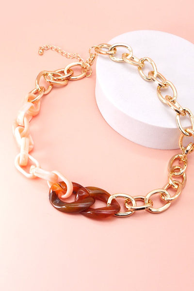 HANDMADE ACRYLIC MIX LINK CHAIN NECKLACE | 25N316