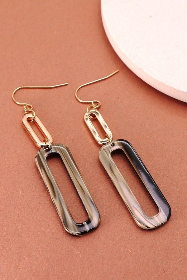 ACRYLIC METAL MIX LINK  EARRINGS | 31E21623