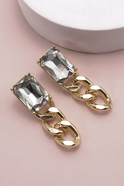 RINESTONE CHAIN LINEAR EARRINGS | 31E21687