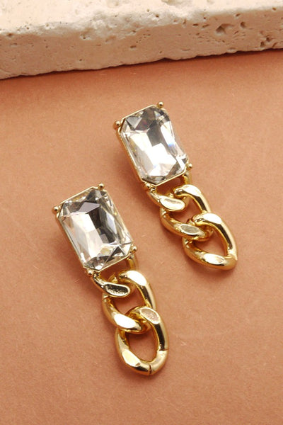 RINESTONE CHAIN LINEAR EARRINGS | 31E21687