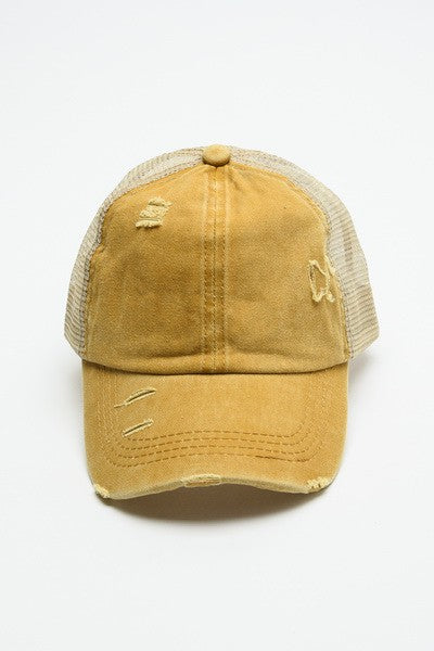 PREMIUM DISTRESS MESH BACK BASEBALL CAP | 40HW700