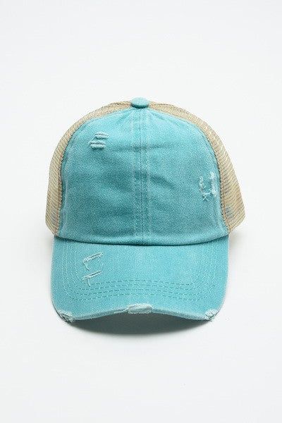 PREMIUM DISTRESS MESH BACK BASEBALL CAP | 40HW700