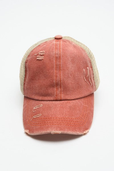 PREMIUM DISTRESS MESH BACK BASEBALL CAP | 40HW700