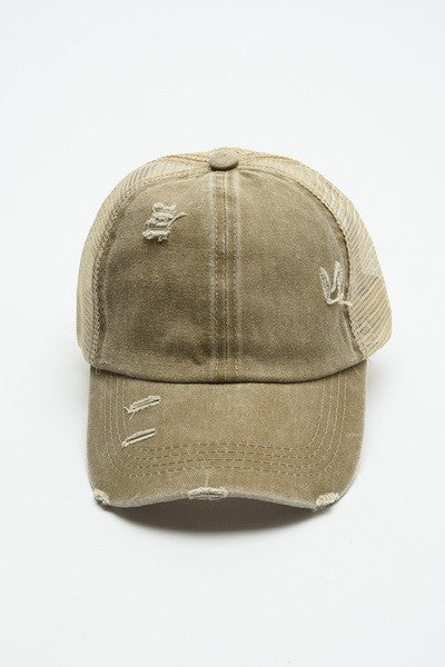 PREMIUM DISTRESS MESH BACK BASEBALL CAP | 40HW700