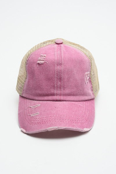 PREMIUM DISTRESS MESH BACK BASEBALL CAP | 40HW700