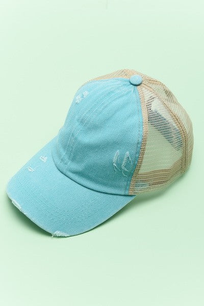 PREMIUM DISTRESS MESH BACK BASEBALL CAP | 40HW700