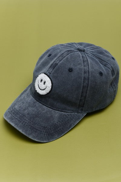 WASHED SHERPA HAPPY FACE BASEBALL CAP 40HW703