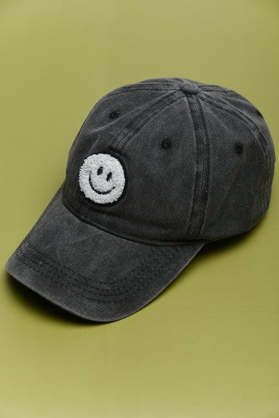 WASHED SHERPA HAPPY FACE BASEBALL CAP 40HW703