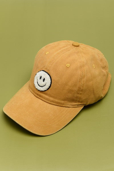 WASHED SHERPA HAPPY FACE BASEBALL CAP 40HW703