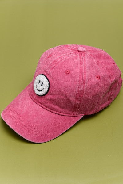 WASHED SHERPA HAPPY FACE BASEBALL CAP 40HW703