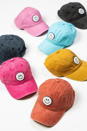 WASHED SHERPA HAPPY FACE BASEBALL CAP 40HW703