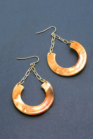 HORSESHOE CHAIN LINK ACRYLIC DROP EARRINGS | 31E21694