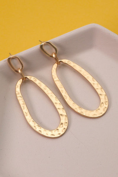 HAMMERED OVAL DOUBLE LINK EARRINGS | 31E21760