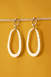 HAMMERED OVAL DOUBLE LINK EARRINGS | 31E21760