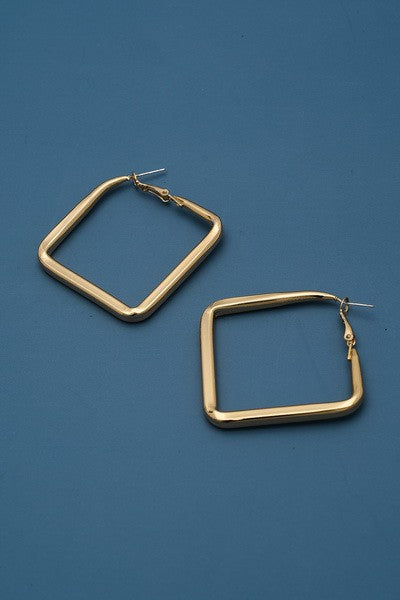 SQUARE HOLLOW HOOP EARRINGS | 31E21761