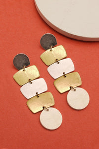 WORN GOLD/SILVER WHITE WOOD MIX EARRINGS 31E21841