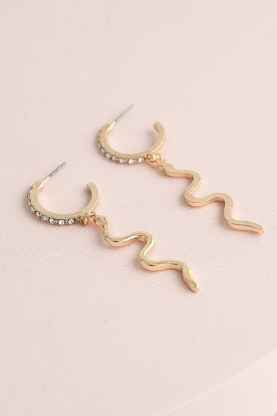 RHINESTONE HOOP SNAKE DROP EARRINGS | 60E1119426