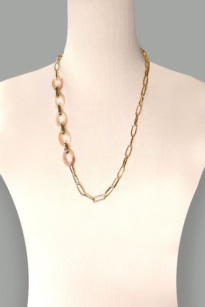 MIXED ACRYLIC  OVAL LINK LONG CHAIN  NECKLACE | 31N21357