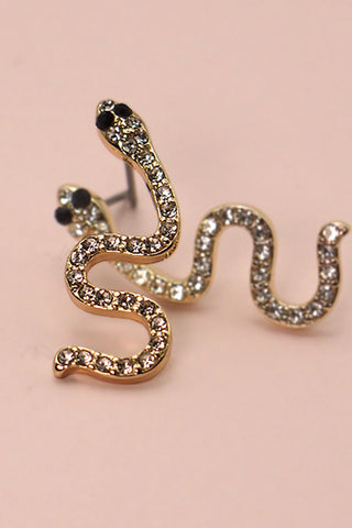 RHINESTONE SNAKE STUD EARRINGS | 31E22042