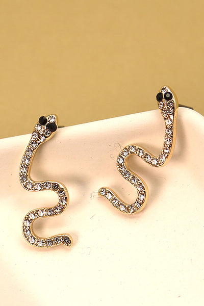 RHINESTONE SNAKE STUD EARRINGS | 31E22042