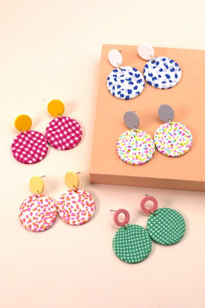 COLORFUL PRINT POLYMER EARRINGS| 40E215