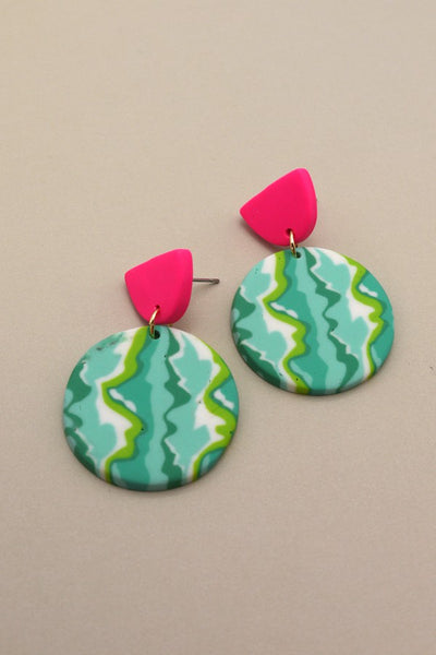 COLORFUL PRINT POLYMER EARRINGS| 40E215