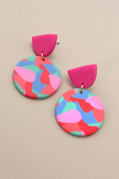 COLORFUL PRINT POLYMER EARRINGS| 40E215