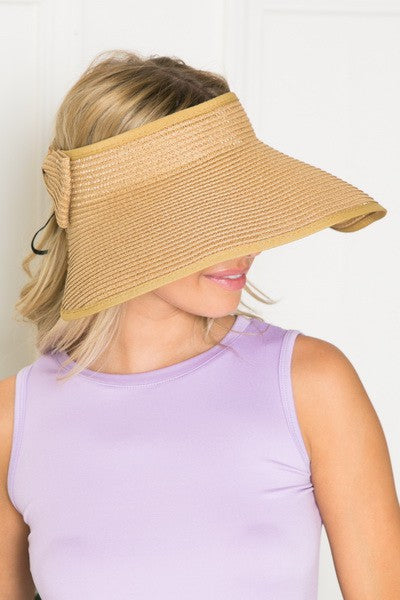 FOLDABLE WIDE BRIM BOW VISOR SUN HATS | 40HW600