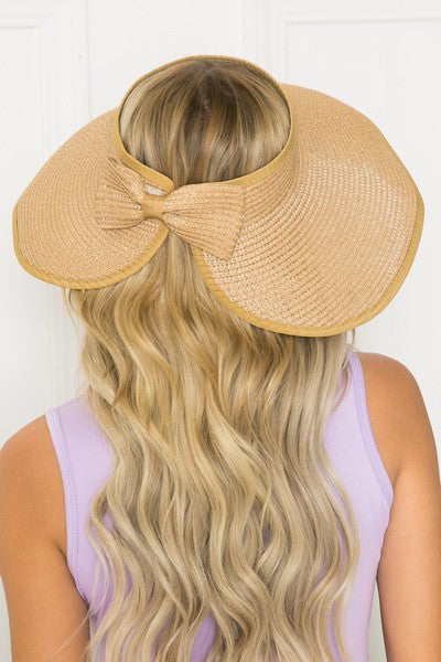 FOLDABLE WIDE BRIM BOW VISOR SUN HATS | 40HW600