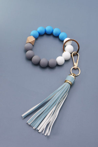 SOFTEST RUBBERY BEAD TASSEL BRACELET KEY HOLDER | 40KC103