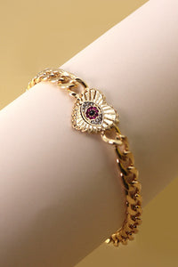 RHINESTONE HEART EYE CHARM BRACELET | 31B22008