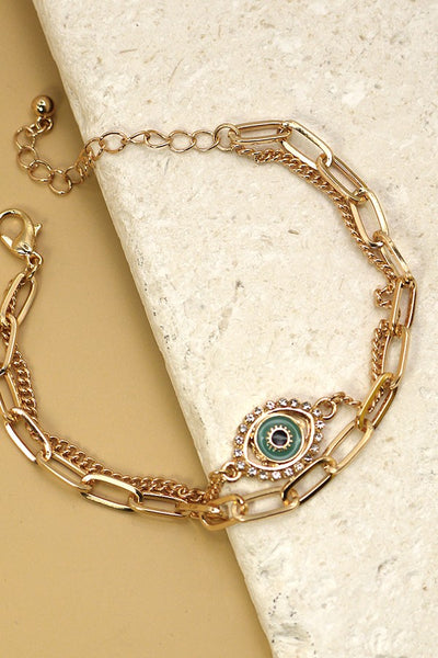 RHINESTONE EPOXY EYE CHAIN BRACELET | 31B22007