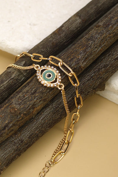 RHINESTONE EPOXY EYE CHAIN BRACELET | 31B22007