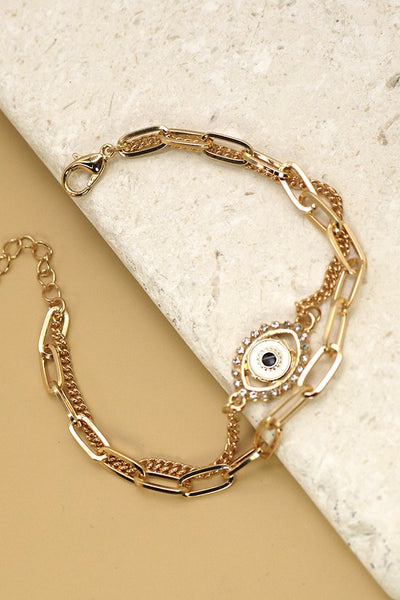 RHINESTONE EPOXY EYE CHAIN BRACELET | 31B22007