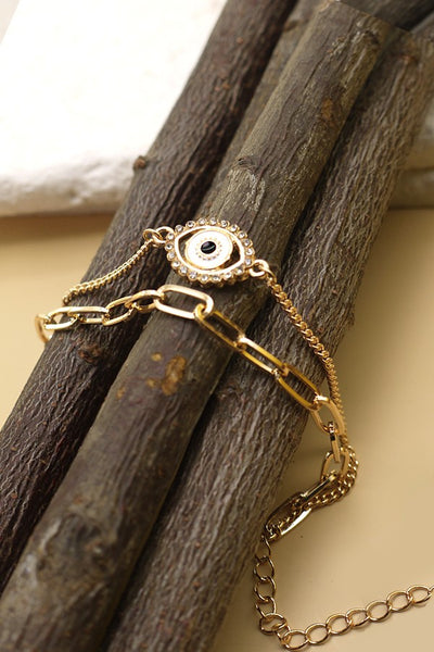 RHINESTONE EPOXY EYE CHAIN BRACELET | 31B22007