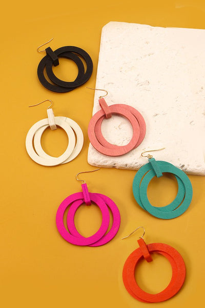 DOUBLE WOODEN HOOP EARRINGS | 31E21893