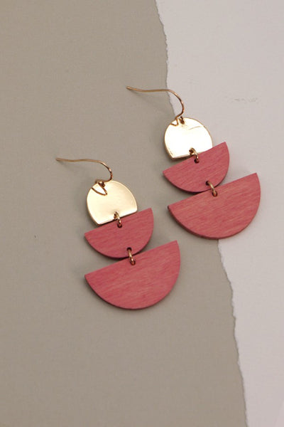 HALF MOON METAL AND WOOD DROP EARRINGS | 31E21887