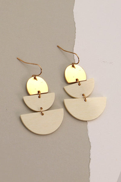 HALF MOON METAL AND WOOD DROP EARRINGS | 31E21887