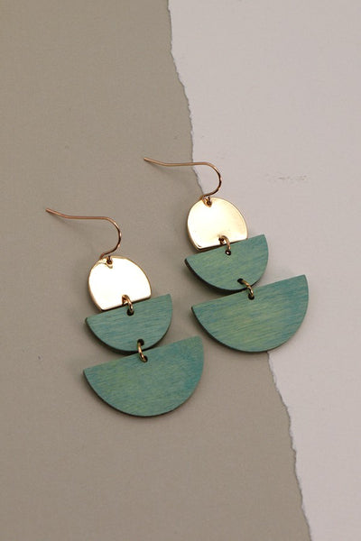 HALF MOON METAL AND WOOD DROP EARRINGS | 31E21887