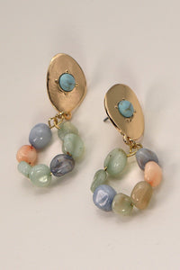 NATURAL STONE BEADED GOLD POST EARRINGS | 51E2012011