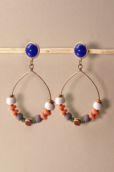 MULTI BEADED TEARDROP EARRINGS | 51E2012008