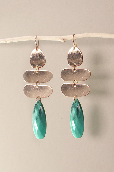 GEO CLEAN METAL TURQ CHARM DROP EARRINGS | 31E22186